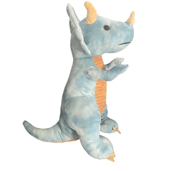 HugFun Plush Variegated Blue Triceratops Dinosaur 20” Large Stuffed Animal Toy - Picture 2 of 6